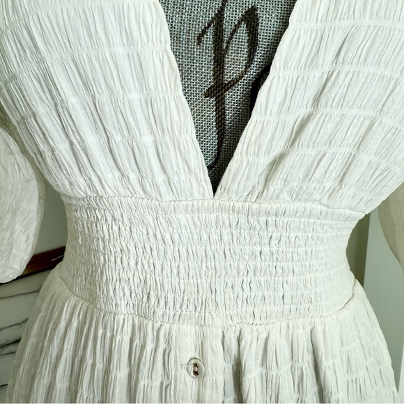 Sovere Australian brand Cotton Puffed Sleeve Off White Tiered Summer Dress - Picture 3 of 16